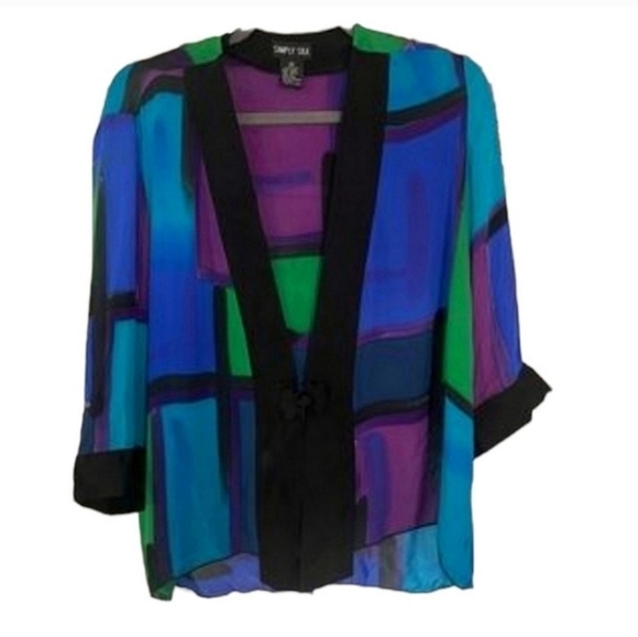 Drapers & Damon's Kimono Jacket Women's Medium Color Block Blouse Shirt Jacket - Picture 1 of 5